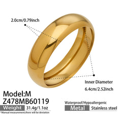 18K Gold-Plated Wide Polished Dome Bangle