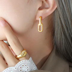 Textured Linked U-Drop Earrings