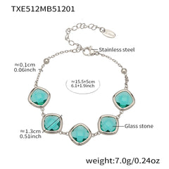 Faceted Glass Stone Necklace, Bracelet & Earrings