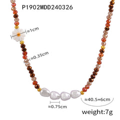 Gradient Bead Floral Accent Necklace