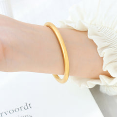 Gold-Tone Smooth Round Bangle Bracelet