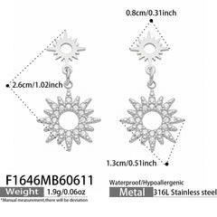 Cubic Zirconia Sunburst Drop Earrings