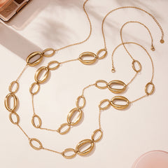 Gold-Tone Open Oval Link Long Necklace