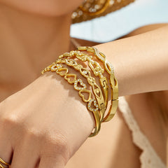 Cubic Zirconia Openwork Bangle Bracelets