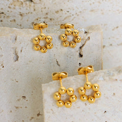 Polished Bead Flower Stud Earrings