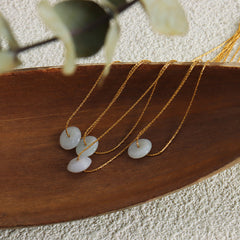 Natural Stone Round Pendant Necklace