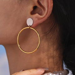 Large Round Hoop Earrings in Gold, Silver or Two-Tone