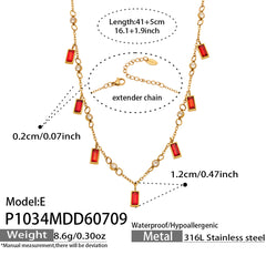 18K Gold-Plated Glass Stone & Pearl Accent Necklace
