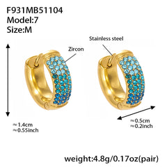 18K Gold-Plated Color Cubic Zirconia Hoop Earrings