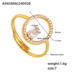 Adjustable Circle Cubic Zirconia Open Ring