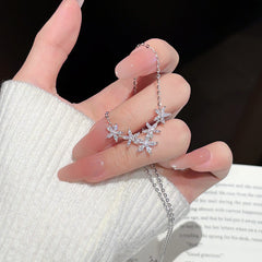 Nadine Dainty Pavé Floral Necklace