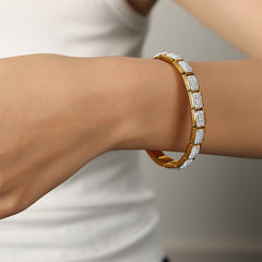 Sparkling Rectangle Link Bracelet