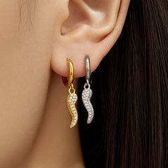 Cubic Zirconia Cat, Angel & Pepper Charm Earrings