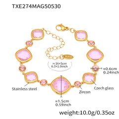 Gold-Tone Faceted Glass Link Bracelet