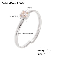 Color Cubic Zirconia Solitaire Open Ring