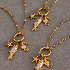 18K Gold-Plated Fish Charm Necklace or Earrings