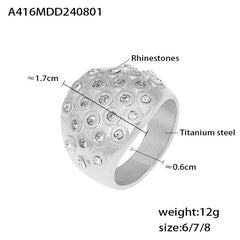 18K Gold-Plated Bubble Stone-Accent Wide Ring