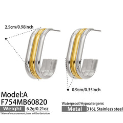 18K Gold-Plated Triple-Line Hoop Earrings