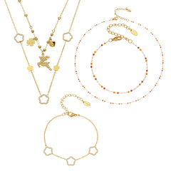 Natural Stone Floral Charm Necklace or Bracelet