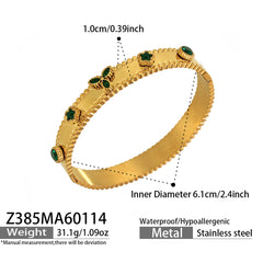 Floral Glass and Cubic Zirconia Clasp Bangles