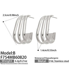 18K Gold-Plated Triple-Line Hoop Earrings
