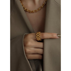 Gold-Tone & Silver-Tone Sculptural Link Ring