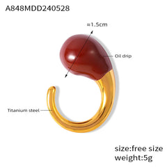 Enamel Teardrop Open Ring
