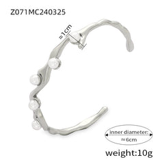 Textured Open Cuff Stainless Steel Bracelet