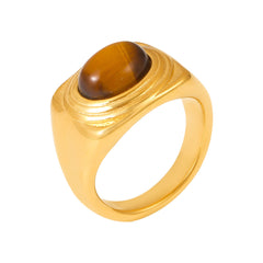 Tiger Eye Oval Statement Ring