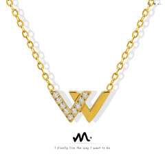 18K Gold-Plated W Pendant Necklace
