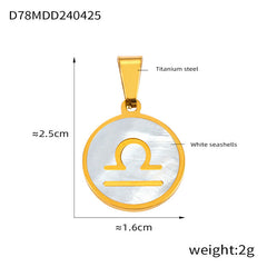 Gold-Tone Shell Zodiac Pendant Charm