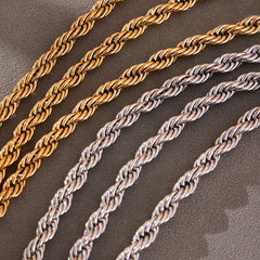 18K Gold-Plated Two-Tone Rope Chain Necklace