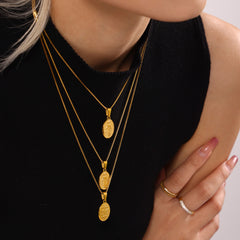 18K Gold-Plated Religious Medallion Necklace