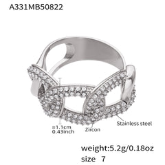 Cubic Zirconia Geometric Open Ring