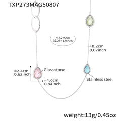 Faceted Glass Long Link Necklace
