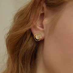 Nadine Vintage-Inspired Cat's-Eye Square Stud Earrings