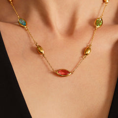 Faceted Glass Accent Link Necklace