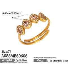 18K Gold-Plated Color Cubic Zirconia Open Ring