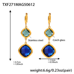 Faceted Czech Glass Two-Part Drop Earrings