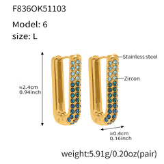 18K Gold-Plated Colored Cubic Zirconia U-Hoops