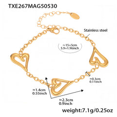 18K Gold-Plated Open Heart Necklace or Bracelet