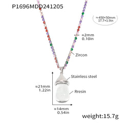 Sparkling Chain Resin Teardrop Pendant Necklace