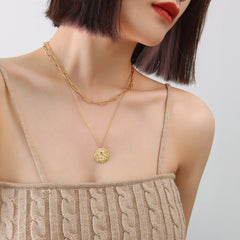 18K Gold-Plated Angel Coin Layered Necklace