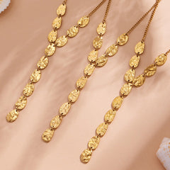 Gold-Tone Hammered Disc Y-Shaped Necklace