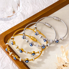 18K Gold-Plated Evil Eye Accent Bangle