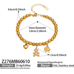 18K Gold-Plated Bear & Heart Charm Bangles