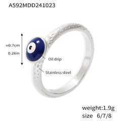 Blue Evil Eye Enamel Band Ring