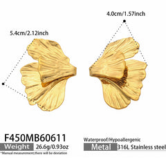 Sculptural Half-Flower Stud Earrings