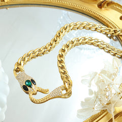 Stone-Accent Snake Head Chain Necklace