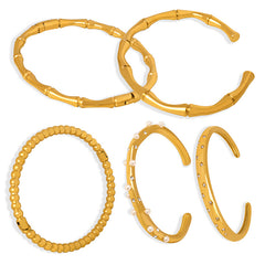 18K Gold-Plated & Silver-Tone Open Bangle Bracelets